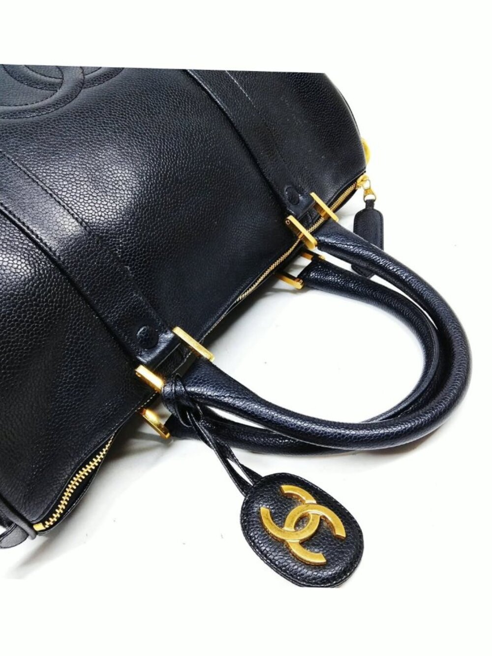 Authentic Chanel CC Boston Bag Black Caviar Leather Gold Hardware - Picture 6 of 16